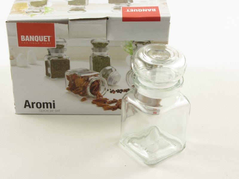 Üveg aromazárós fűszertartó - Banquet Aromi (6 részes)