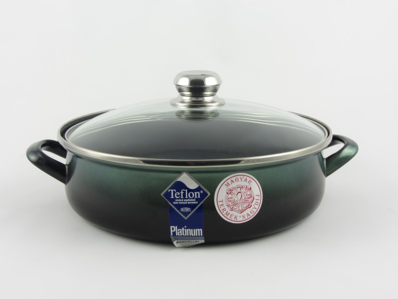 Bonyhádi teflonos Platinum sütőtál fedővel 24 cm 2,5 liter - zöld