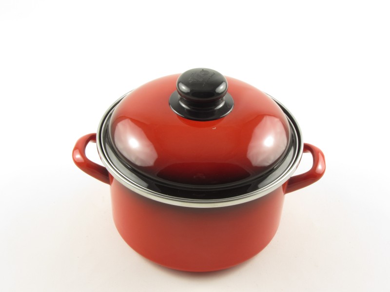 Bonyhádi zománcozott fazék fedővel 1,25 liter 14 cm - Elit Koral ELO