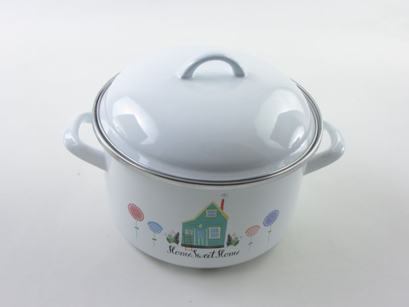 Bonyhádi zománcozott fazék fedővel 1,75 liter 16 cm Alice Sweet Home