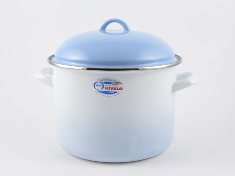 Bonyhádi zománcozott fazék fedővel 3 liter 18 cm Alice kék árnyalt