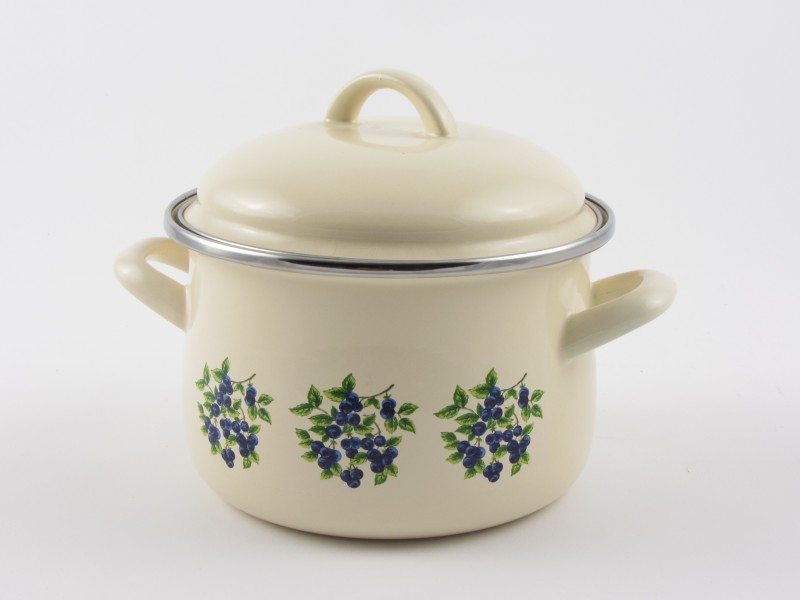 Bonyhádi zománcozott fazék fedővel 3 liter 18 cm - Alice kökény