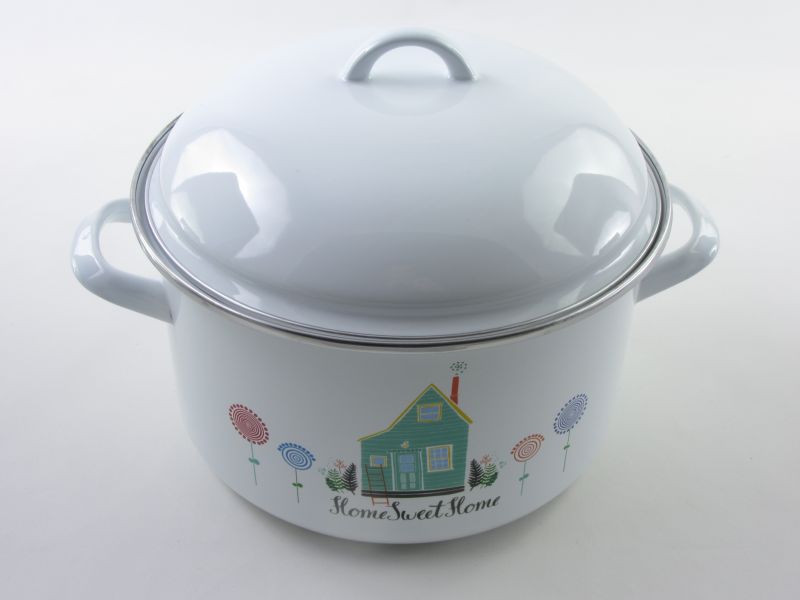 Bonyhádi zománcozott fazék fedővel 5,5 liter 24 cm - Alice Sweet Home