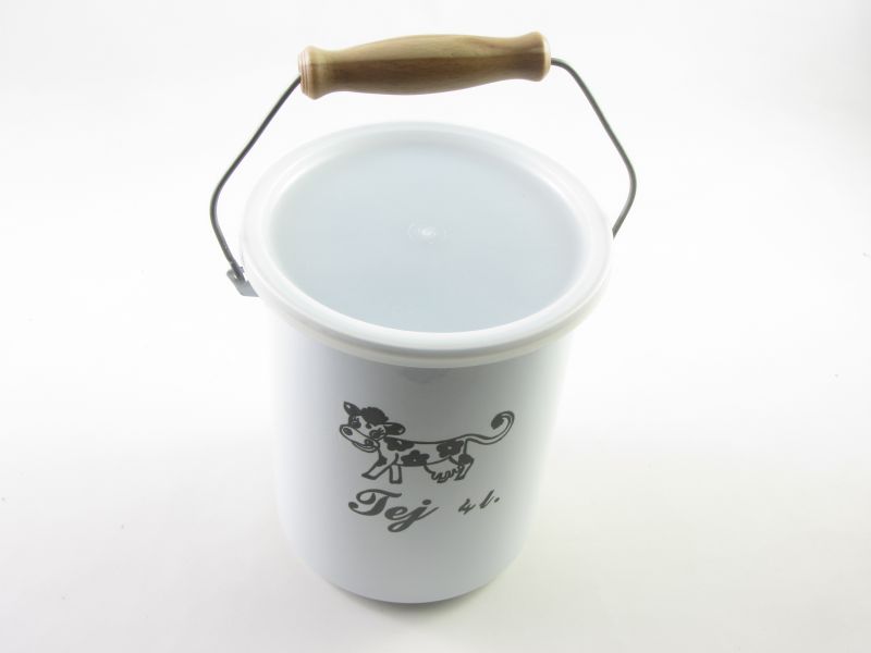 Bonyhádi zománcozott tejeskanna 4 liter 16 cm