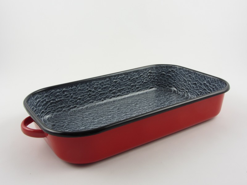 Bonyhádi zománcozott tésztasütő tepsi 32x18,5 cm - piros