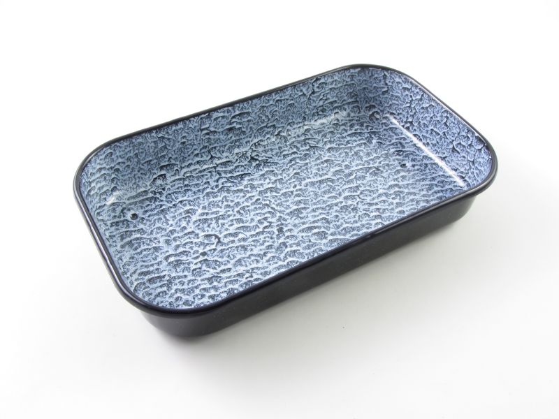 Bonyhádi zománcozott tésztasütő tepsi fül nélkül 38x22 cm - fekete