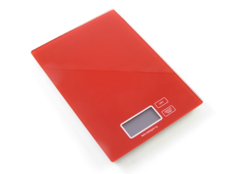 Digitális üveglapos konyhai mérleg 5 kg-os - Banquet Red