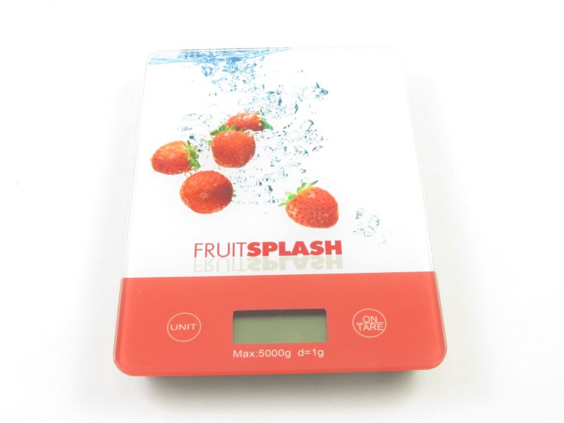 Digitális üveglapos konyhai mérleg 5 kg-os - gyümölcsös