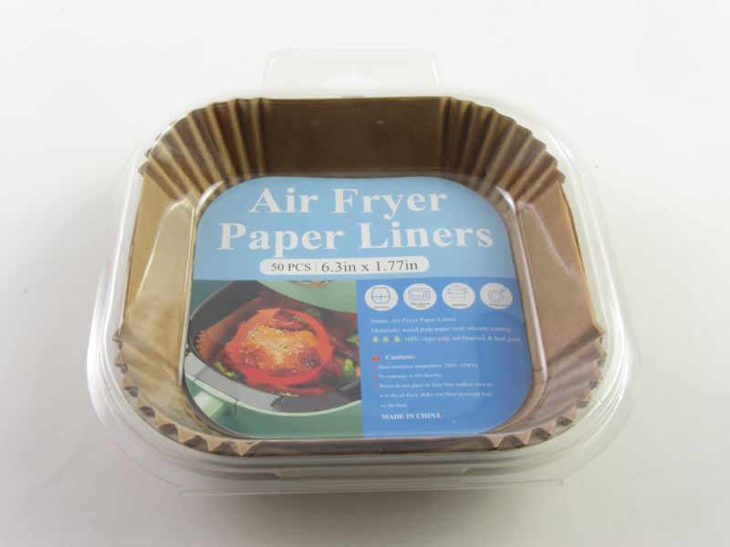 Forrólevegős sütőhöz Air Fryer papír betét 20x20 cm - szögletes - (50 db-os)