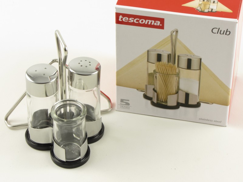 Fűszertartó szett (só-bors-fogvájótartó-szalvétatartó) - Tescoma Club 4 részes
