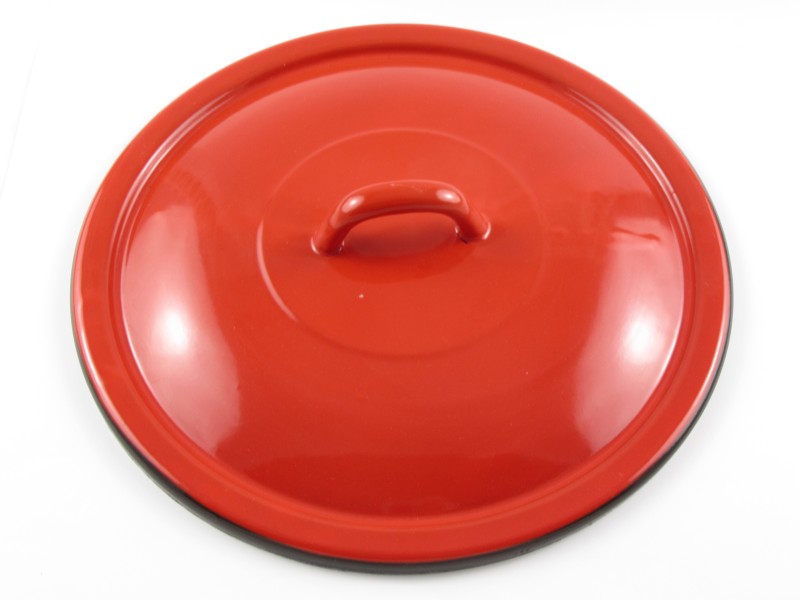 Hagyományos zománcozott fedő 26 cm - piros