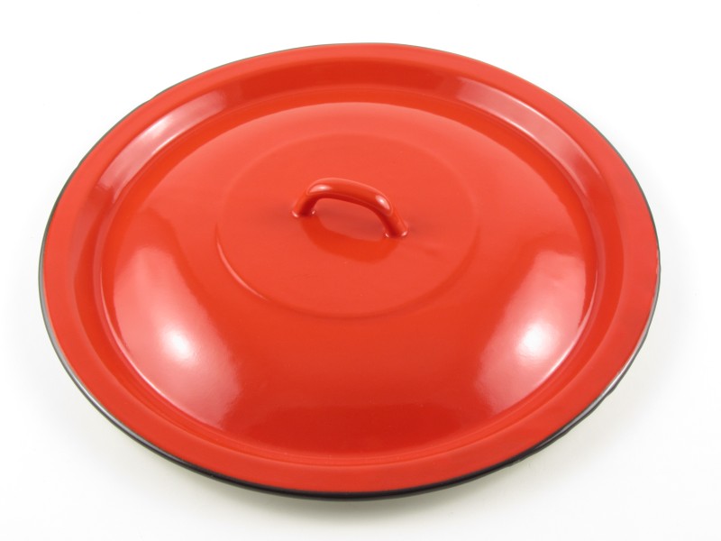 Hagyományos zománcozott fedő 36 cm - piros