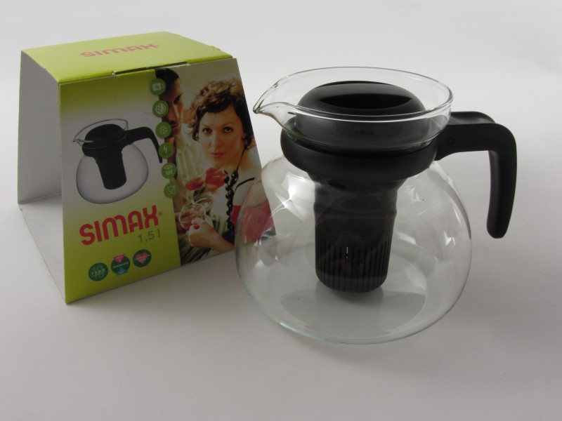 Hőálló jénai üveg teáskanna + műa. szűrőbetét 1,5 liter - Simax Jug (mikrós)