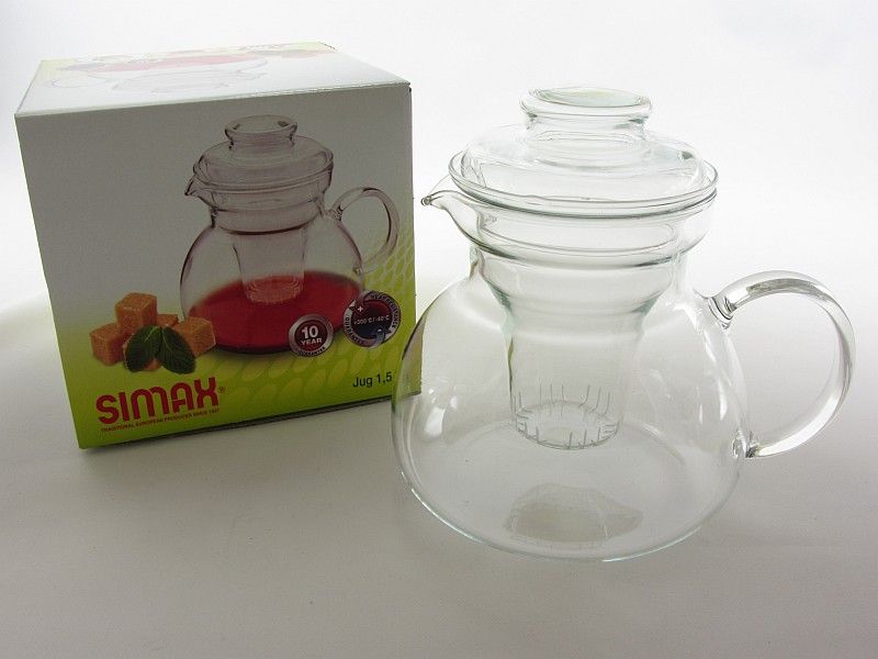 Hőálló jénai üveg teáskanna + szűrőbetét 1,5 liter - Simax Jug