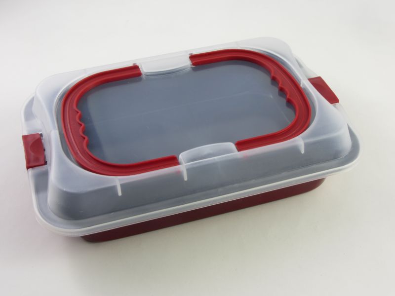 Hordozható tapadásmentes tepsi fedővel 36,5x24,5 cm - Berlinger Haus Burgundy