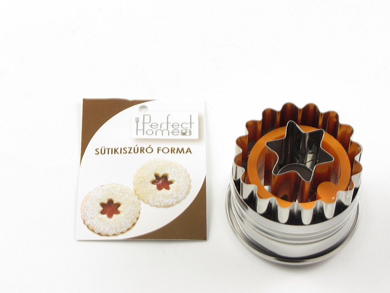 Linzer kiszúró forma csillag közepű - rugós cakkos szélű - Perfect