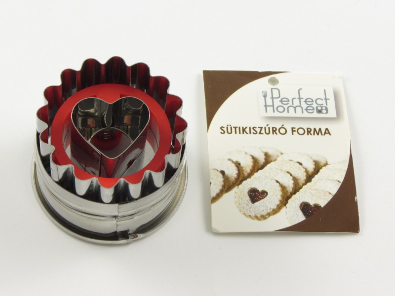 Linzer kiszúró forma szív - rugós cakkos szélű - Perfect