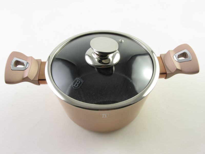 Márvány bevonatos indukciós lábas fedővel 2,5 liter 20 cm Berlinger Haus Rose Gold