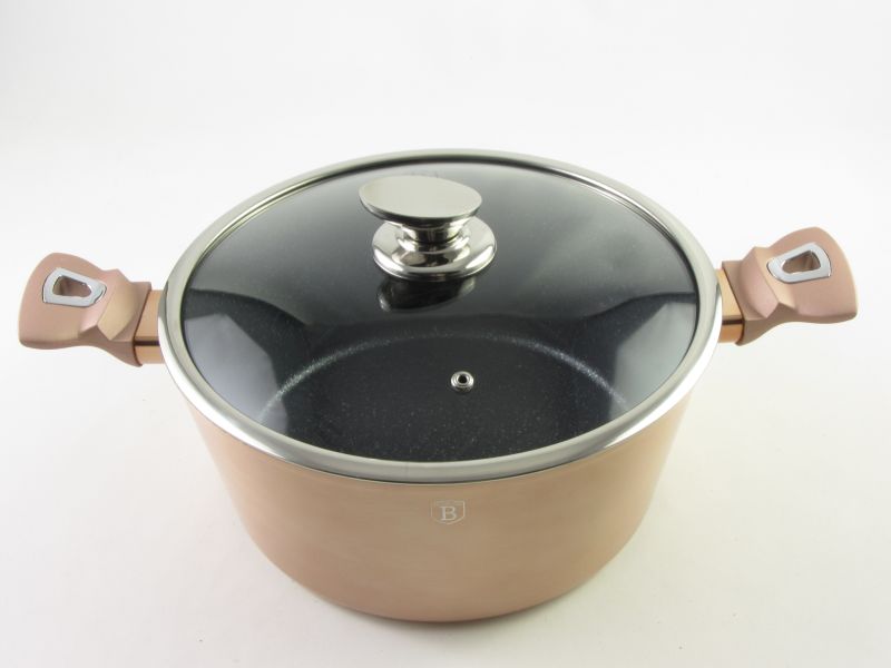Márvány bevonatos indukciós lábas fedővel 6,1 liter 28 cm Berlinger Haus Rose Gold