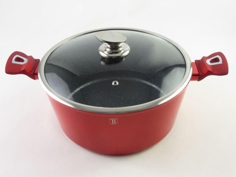Márvány bevonatos indukciós lábas fedővel 8 liter 30 cm - Berlinger Haus Burgundy