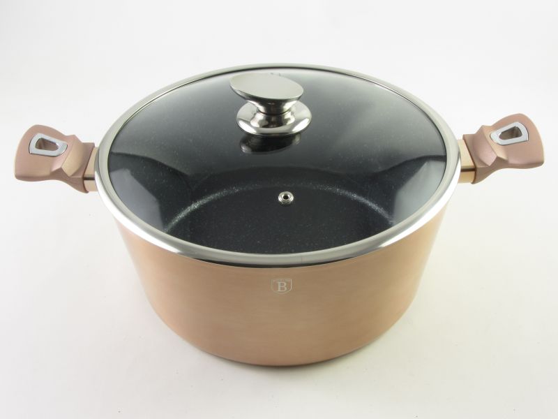 Márvány bevonatos indukciós lábas fedővel 8 liter 30 cm - Berlinger Haus Rose Gold