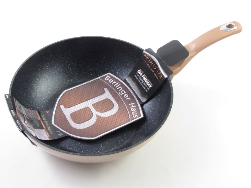Márvány bevonatos indukciós serpenyő wok 28 cm - Berlinger Haus Rose Gold