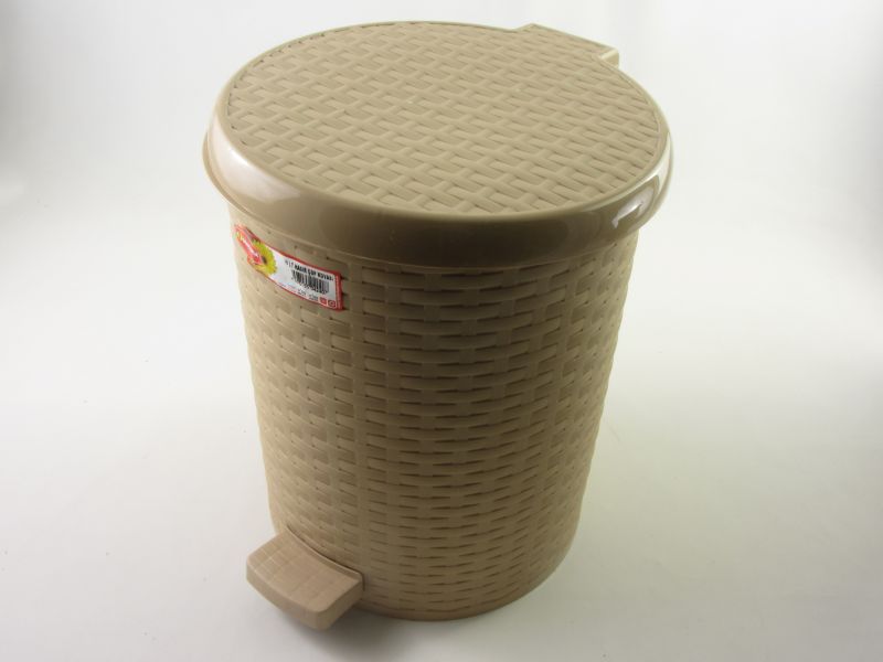 Műanyag pedálos szemetes kuka 15 liter rattan Cappucino barna - Senyayla