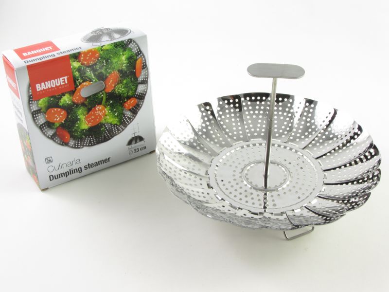 Rozsdamentes gőzgombóc készítő - zöldségpároló betét 23 cm - Banquet