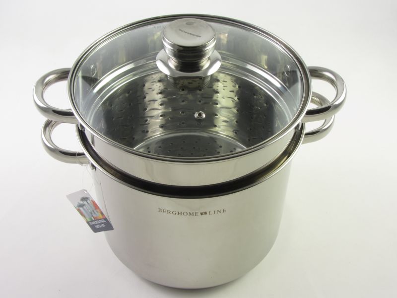 Rozsdamentes indukciós tésztafőző edény fedővel 8,6 liter 24 cm - Berghome