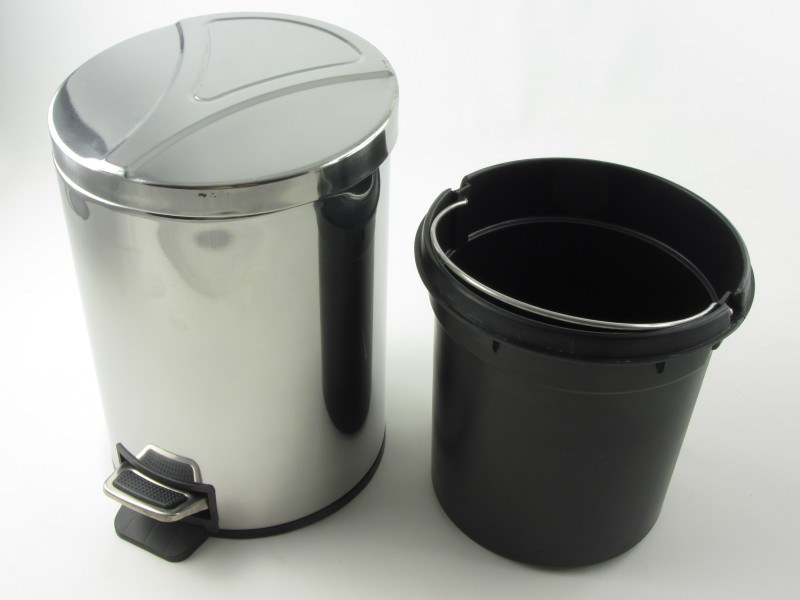 Szemetes kuka pedálos rozsdamentes kerek 5 liter - Happier