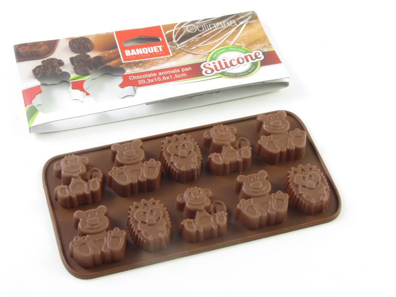 Szilikon bonbon - csoki forma 10 részes - állatos - Banquet
