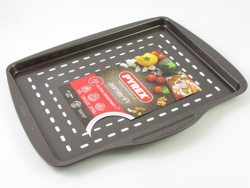 Tapadásmentes pizza forma szögletes 42x34 cm- Pyrex (lyukacsos)