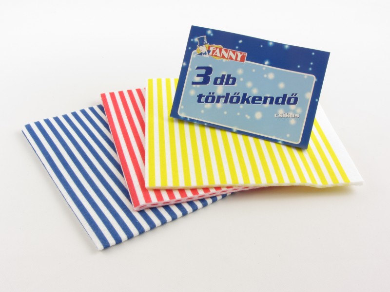 Törlőkendő csíkos (3 db-os) - Fanny