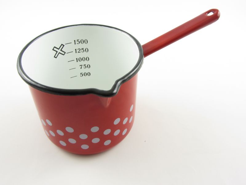 Zománcozott nyeles pöttyös kávékiöntő 1,5 liter