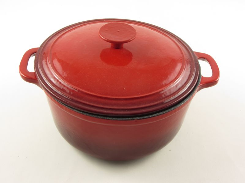 Zománcozott öntöttvas lábas fedővel 4 liter 24 cm - Perfect (piros gombos)